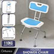 Orthonica Compact & Foldable Commode Shower Chair w/Height Adjustable Aluminium Frame Non Slip Feet HDPE Seat V240-SHC-MAS-ALU-54L