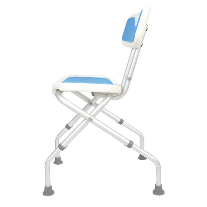 Orthonica Compact & Foldable Commode Shower Chair w/Height Adjustable Aluminium Frame Non Slip Feet HDPE Seat V240-SHC-MAS-ALU-54L