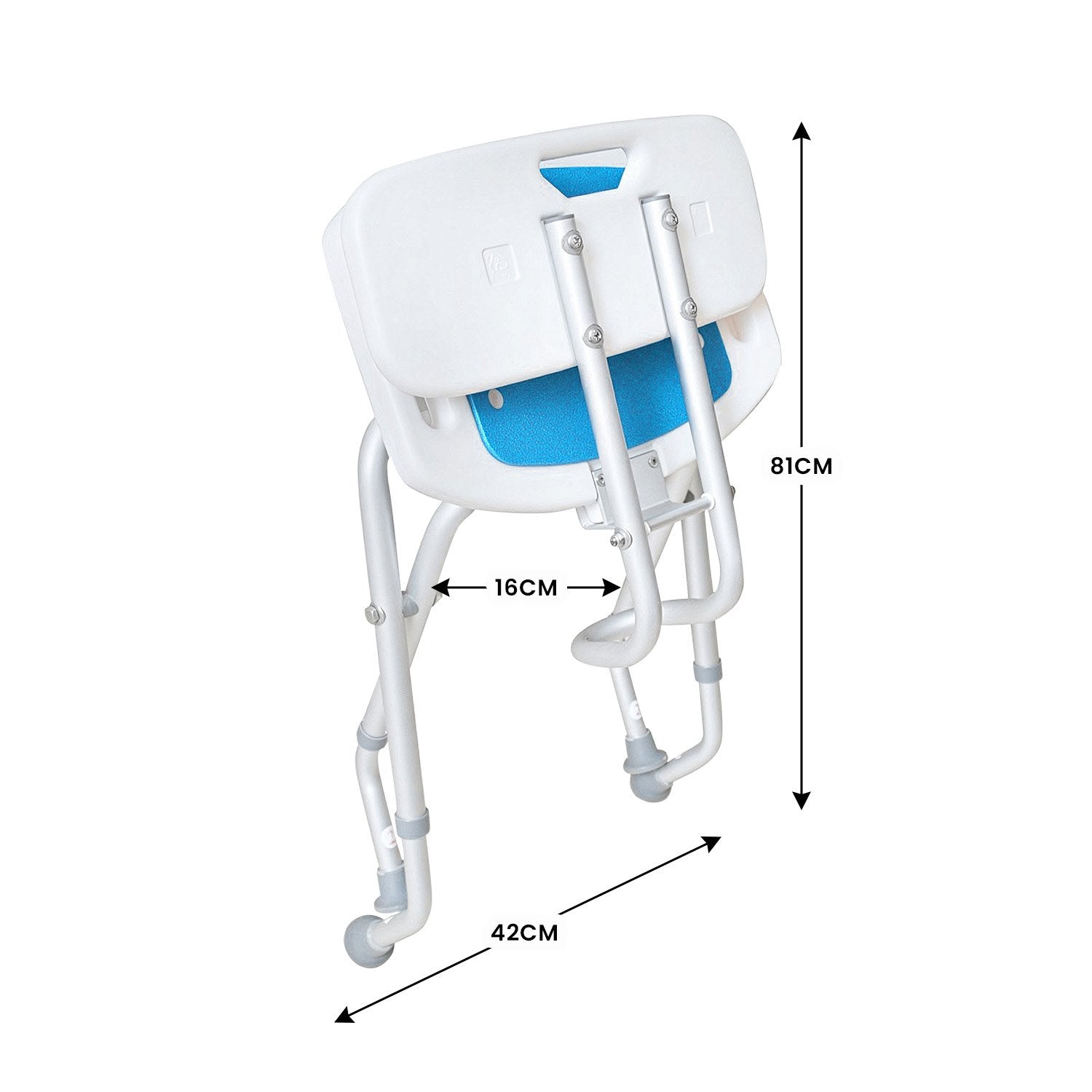 Orthonica Compact & Foldable Commode Shower Chair w/Height Adjustable Aluminium Frame Non Slip Feet HDPE Seat V240-SHC-MAS-ALU-54L