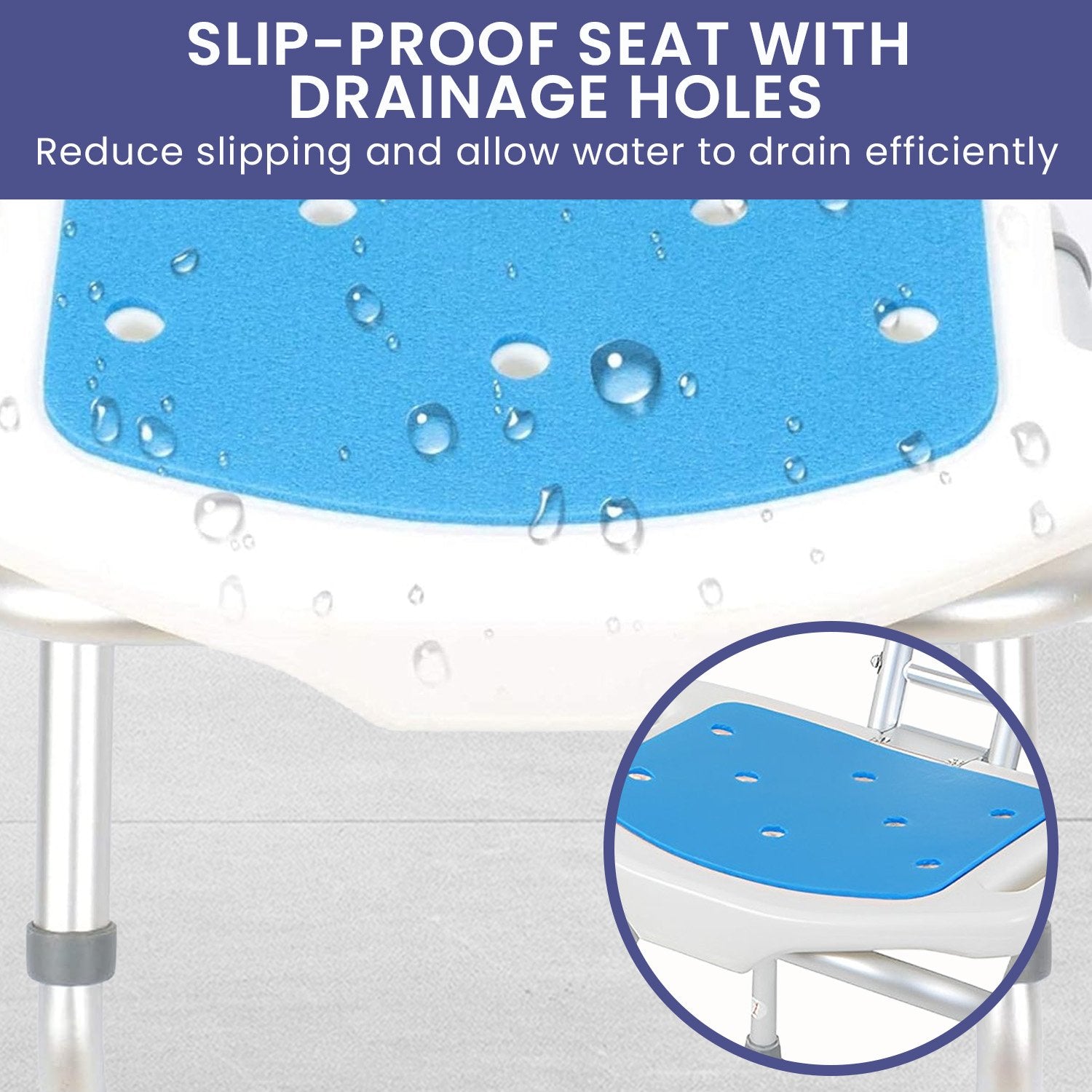 Orthonica Compact & Foldable Commode Shower Chair w/Height Adjustable Aluminium Frame Non Slip Feet HDPE Seat V240-SHC-MAS-ALU-54L