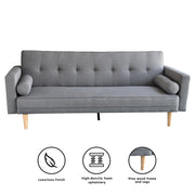 Sarantino Madison Sofa Bed Lounge Couch Futon Furniture Home Light Grey Linen Suite V240-SOFA-6101-LNN-LGR