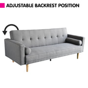 Sarantino Madison Sofa Bed Lounge Couch Futon Furniture Home Light Grey Linen Suite V240-SOFA-6101-LNN-LGR