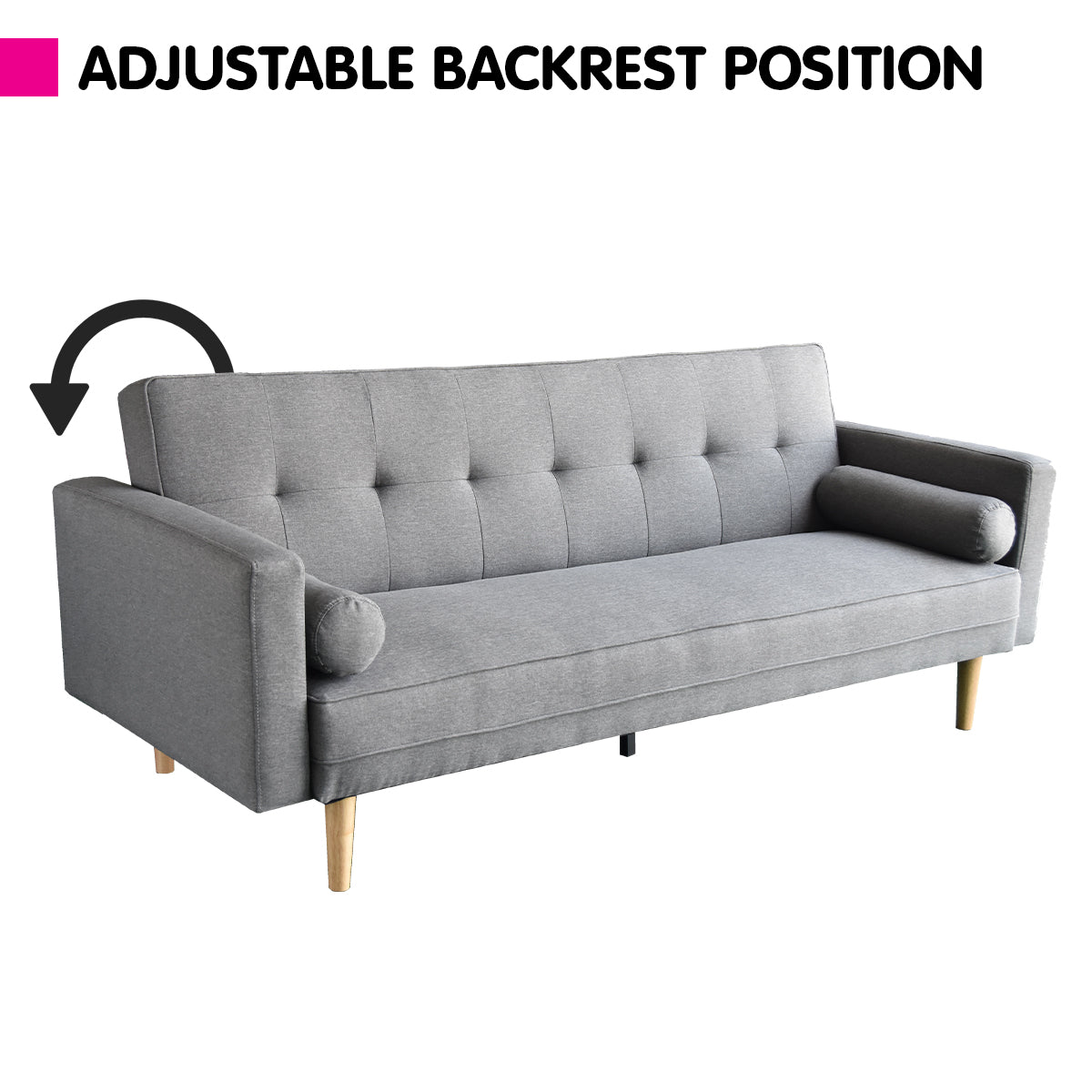 Sarantino Madison Sofa Bed Lounge Couch Futon Furniture Home Light Grey Linen Suite V240-SOFA-6101-LNN-LGR