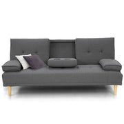 Sarantino Rochester Linen Fabric Sofa Bed Lounge Couch Futon Furniture Suite - Dark Grey V240-SOFA-6111R-LNN-DGY