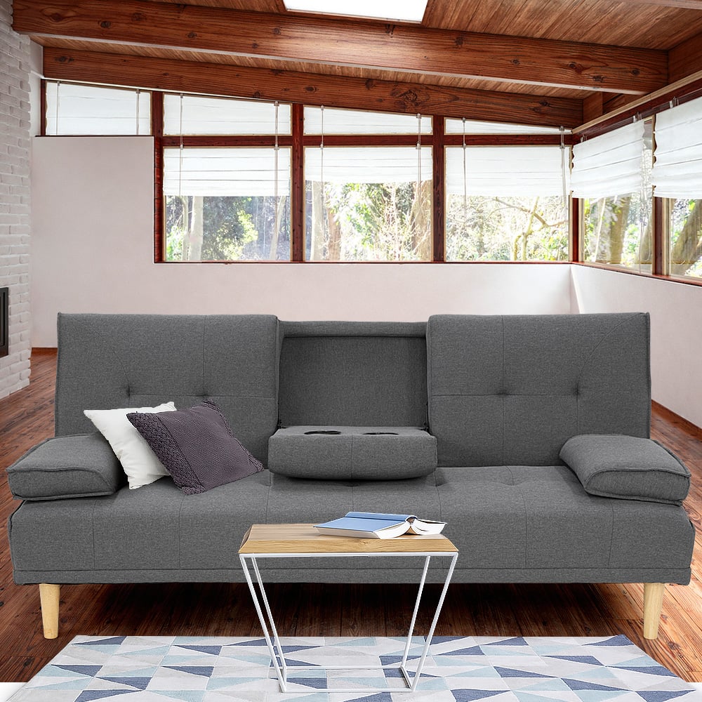 Sarantino Rochester Linen Fabric Sofa Bed Lounge Couch Futon Furniture Suite - Dark Grey V240-SOFA-6111R-LNN-DGY