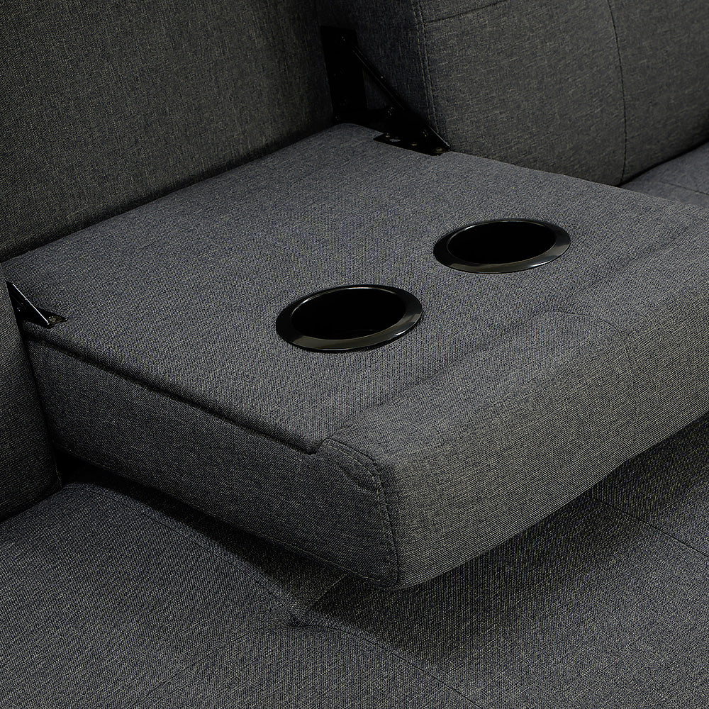 Sarantino Rochester Linen Fabric Sofa Bed Lounge Couch Futon Furniture Suite - Dark Grey V240-SOFA-6111R-LNN-DGY