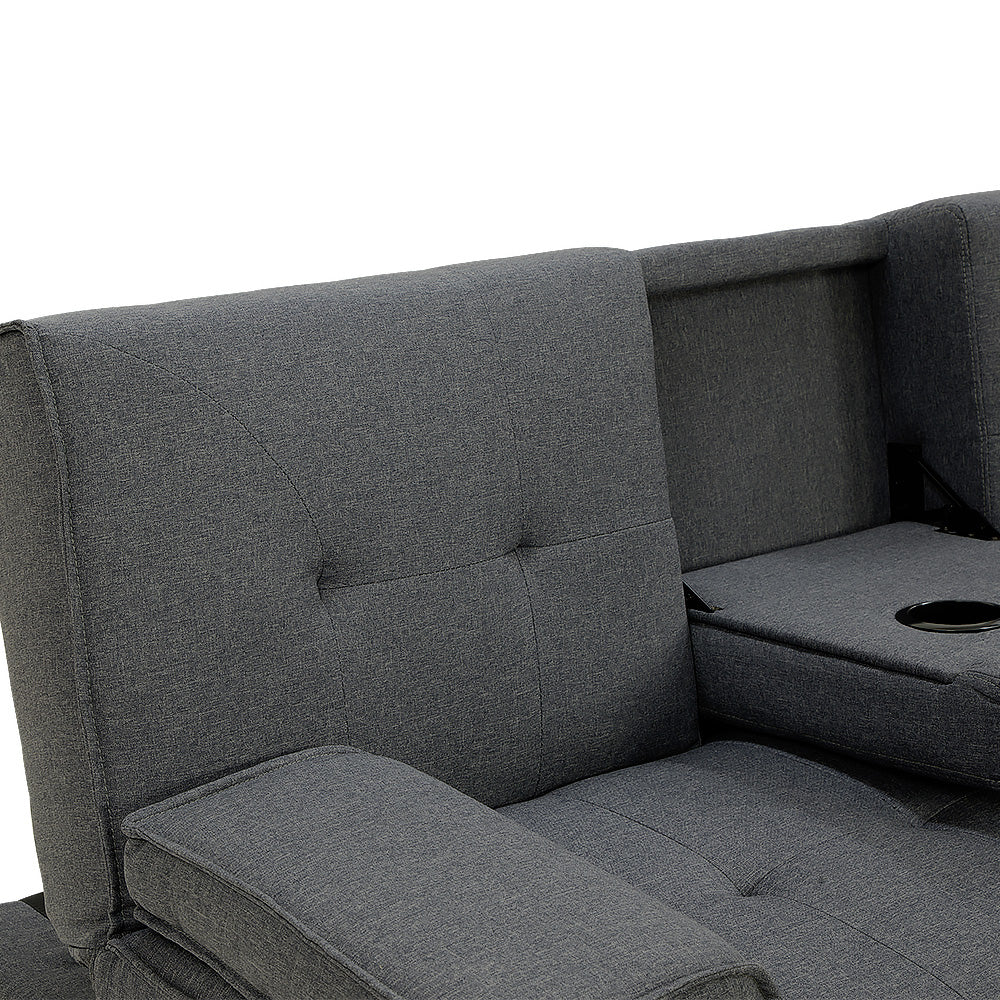 Sarantino Rochester Linen Fabric Sofa Bed Lounge Couch Futon Furniture Suite - Dark Grey V240-SOFA-6111R-LNN-DGY