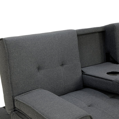 Sarantino Rochester Linen Fabric Sofa Bed Lounge Couch Futon Furniture Suite - Dark Grey V240-SOFA-6111R-LNN-DGY