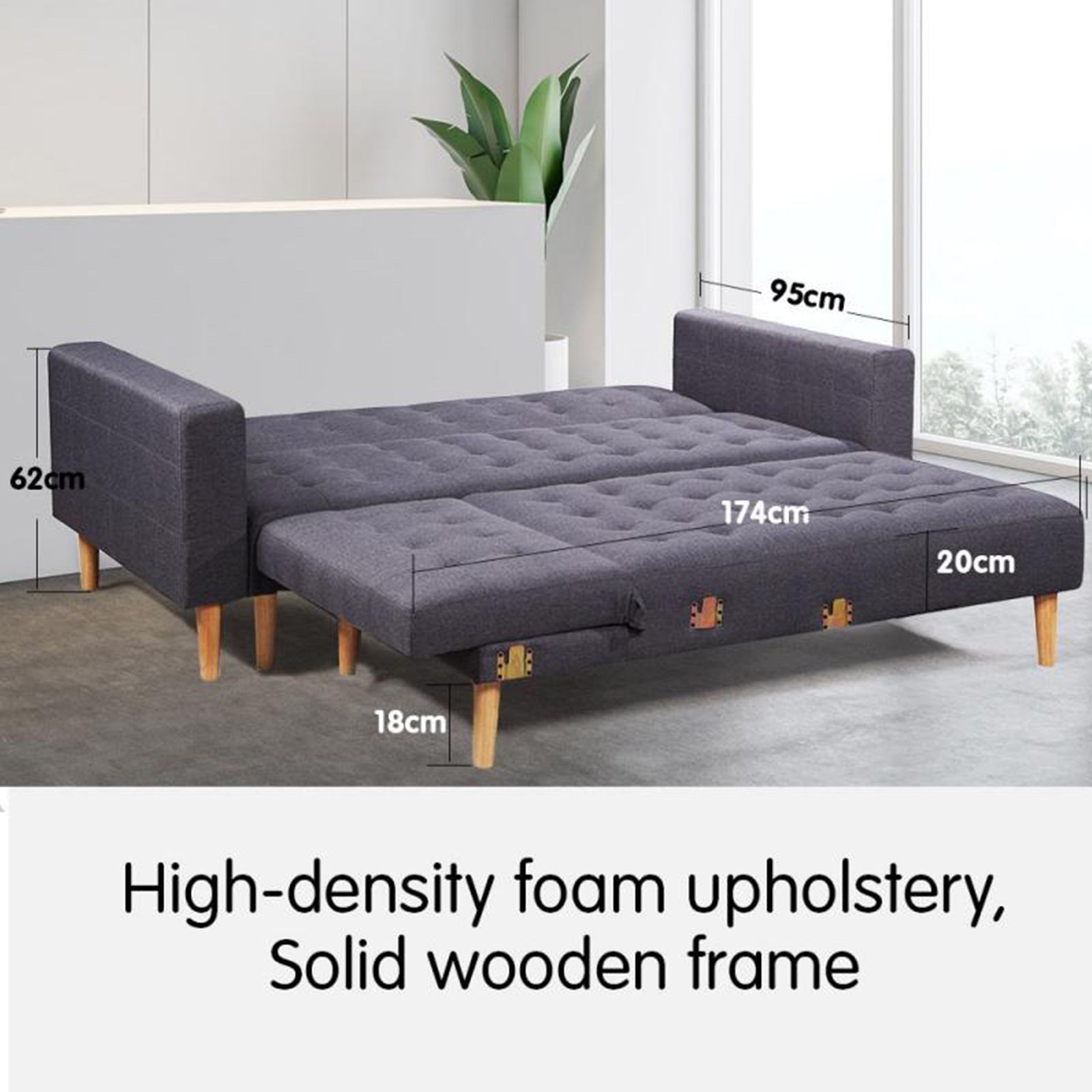 Sarantino Linen Fabric Corner Sofa Bed Couch Lounge With Chaise Furniture - Dark Grey V240-SOFA-6912-LNN-DGY