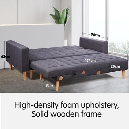 Sarantino Linen Fabric Corner Sofa Bed Couch Lounge With Chaise Furniture - Dark Grey V240-SOFA-6912-LNN-DGY
