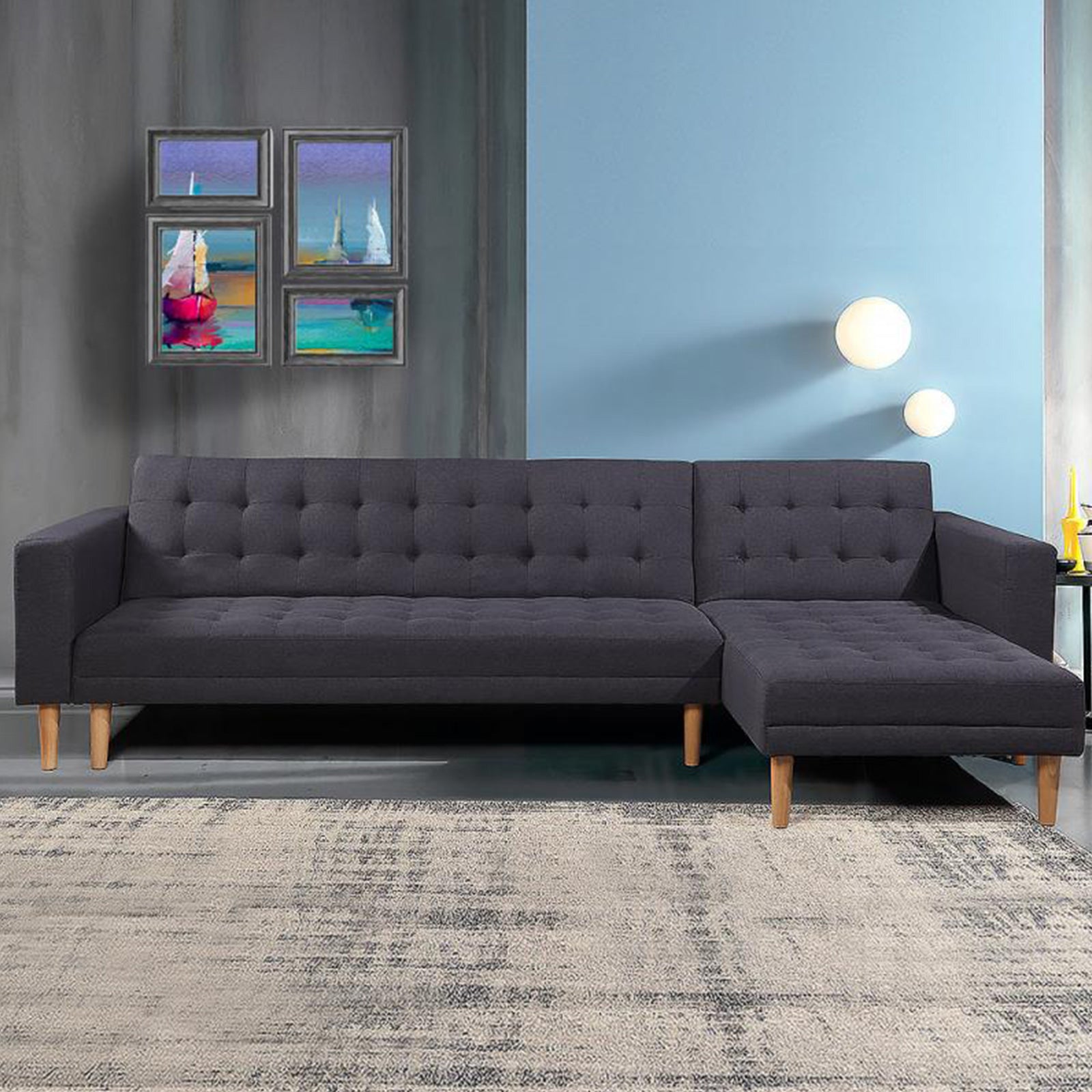 Sarantino Linen Fabric Corner Sofa Bed Couch Lounge With Chaise Furniture - Dark Grey V240-SOFA-6912-LNN-DGY