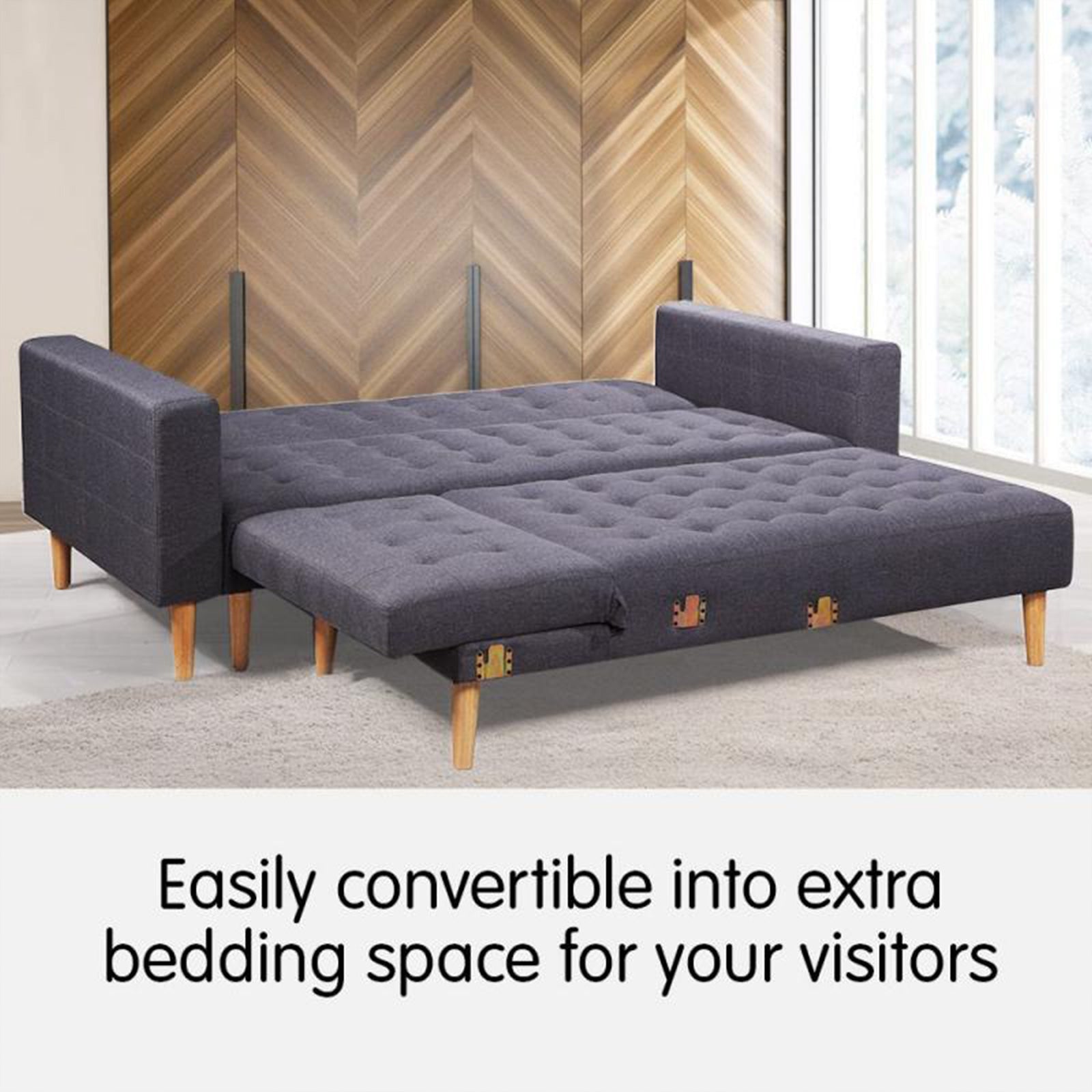 Sarantino Linen Fabric Corner Sofa Bed Couch Lounge With Chaise Furniture - Dark Grey V240-SOFA-6912-LNN-DGY