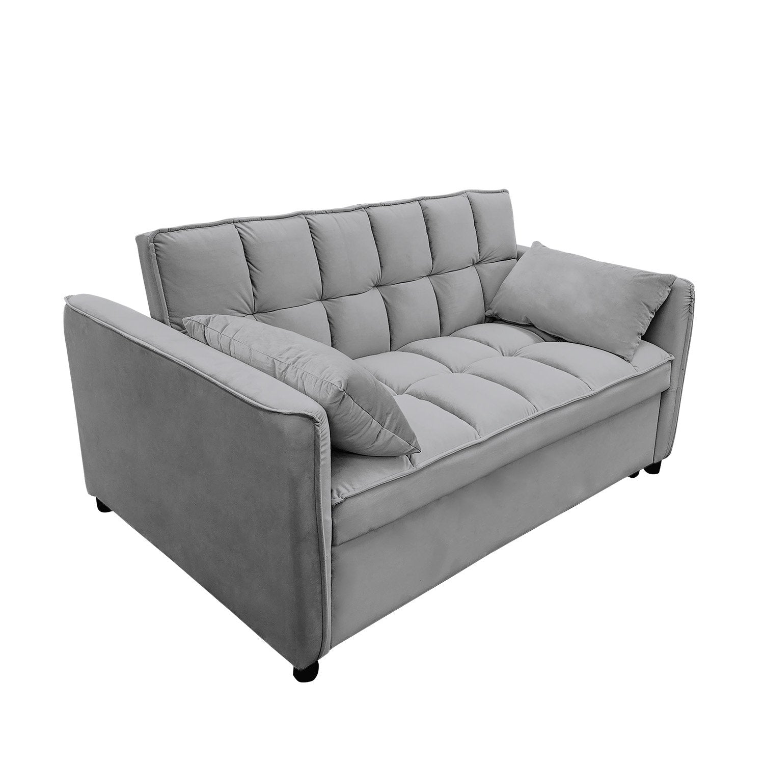 Sarantino Quincy 2-Seater Velvet Sofa Bed in Dark Grey with Wooden Frame and Tufted Design V240-SOFA-7006-VEL-DGY