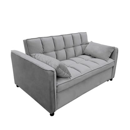 Sarantino Quincy 2-Seater Velvet Sofa Bed in Dark Grey with Wooden Frame and Tufted Design V240-SOFA-7006-VEL-DGY