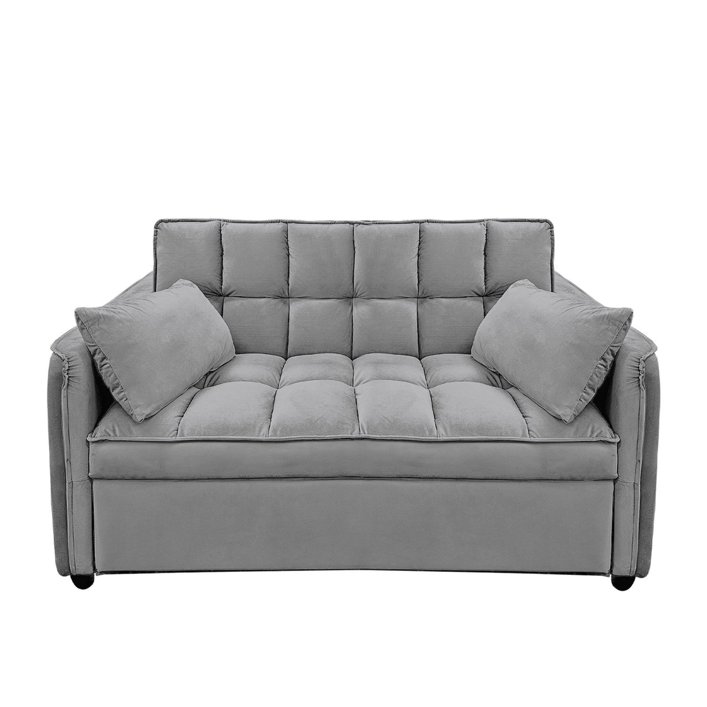 Sarantino Quincy 2-Seater Velvet Sofa Bed in Dark Grey with Wooden Frame and Tufted Design V240-SOFA-7006-VEL-DGY