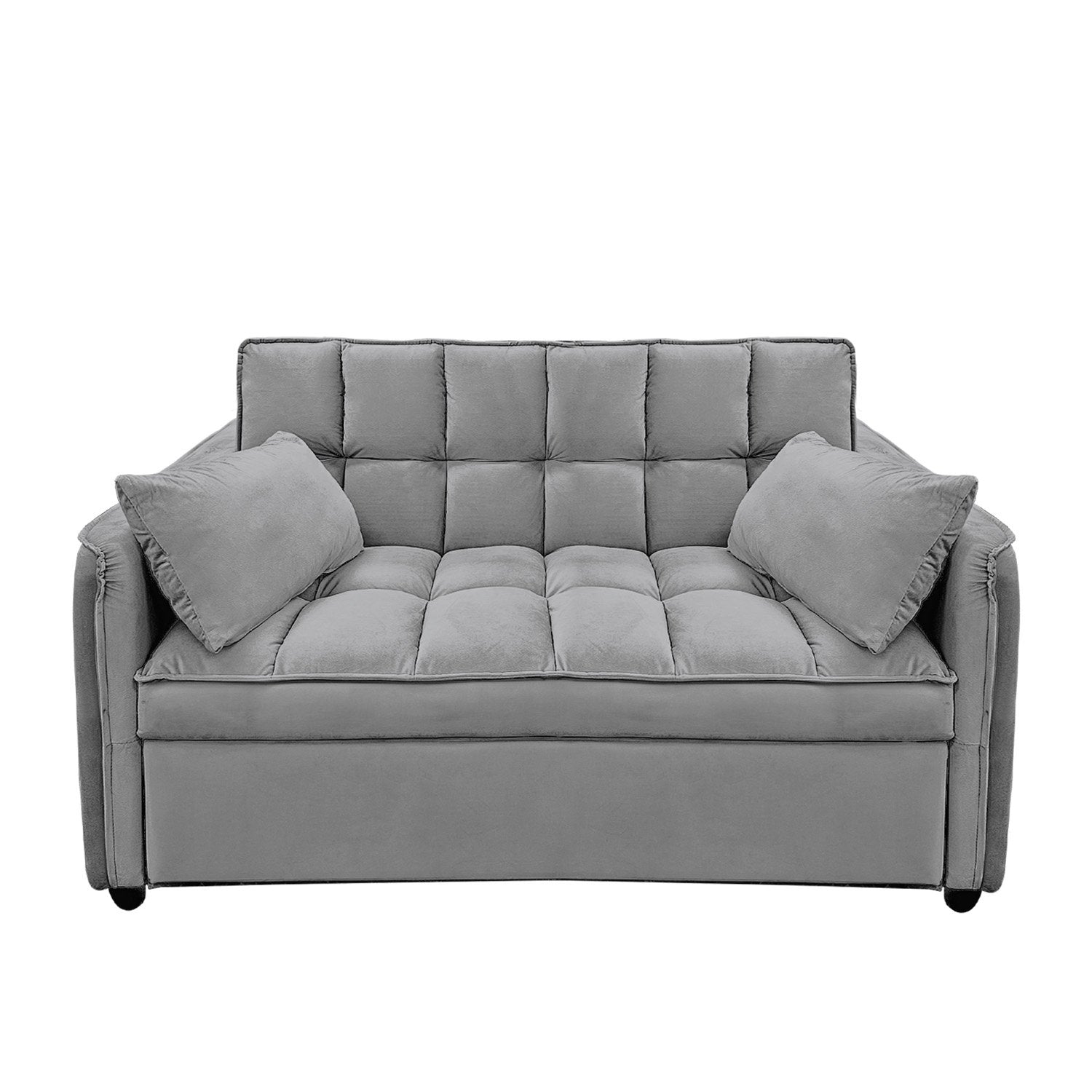 Sarantino Quincy 2-Seater Velvet Sofa Bed in Dark Grey with Wooden Frame and Tufted Design V240-SOFA-7006-VEL-DGY