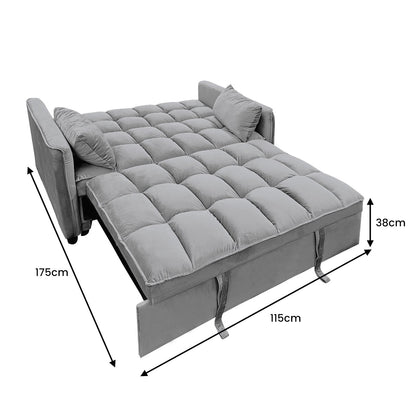 Sarantino Quincy 2-Seater Velvet Sofa Bed in Dark Grey with Wooden Frame and Tufted Design V240-SOFA-7006-VEL-DGY