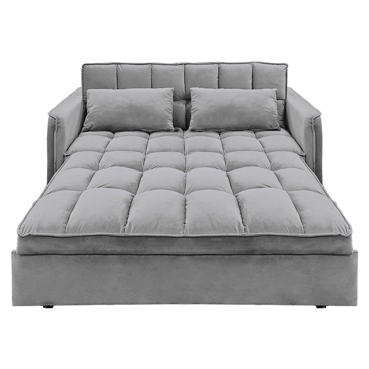 Sarantino Quincy 2-Seater Velvet Sofa Bed in Dark Grey with Wooden Frame and Tufted Design V240-SOFA-7006-VEL-DGY