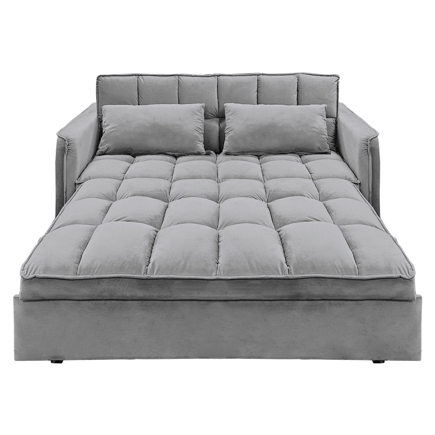 Sarantino Quincy 2-Seater Velvet Sofa Bed in Dark Grey with Wooden Frame and Tufted Design V240-SOFA-7006-VEL-DGY