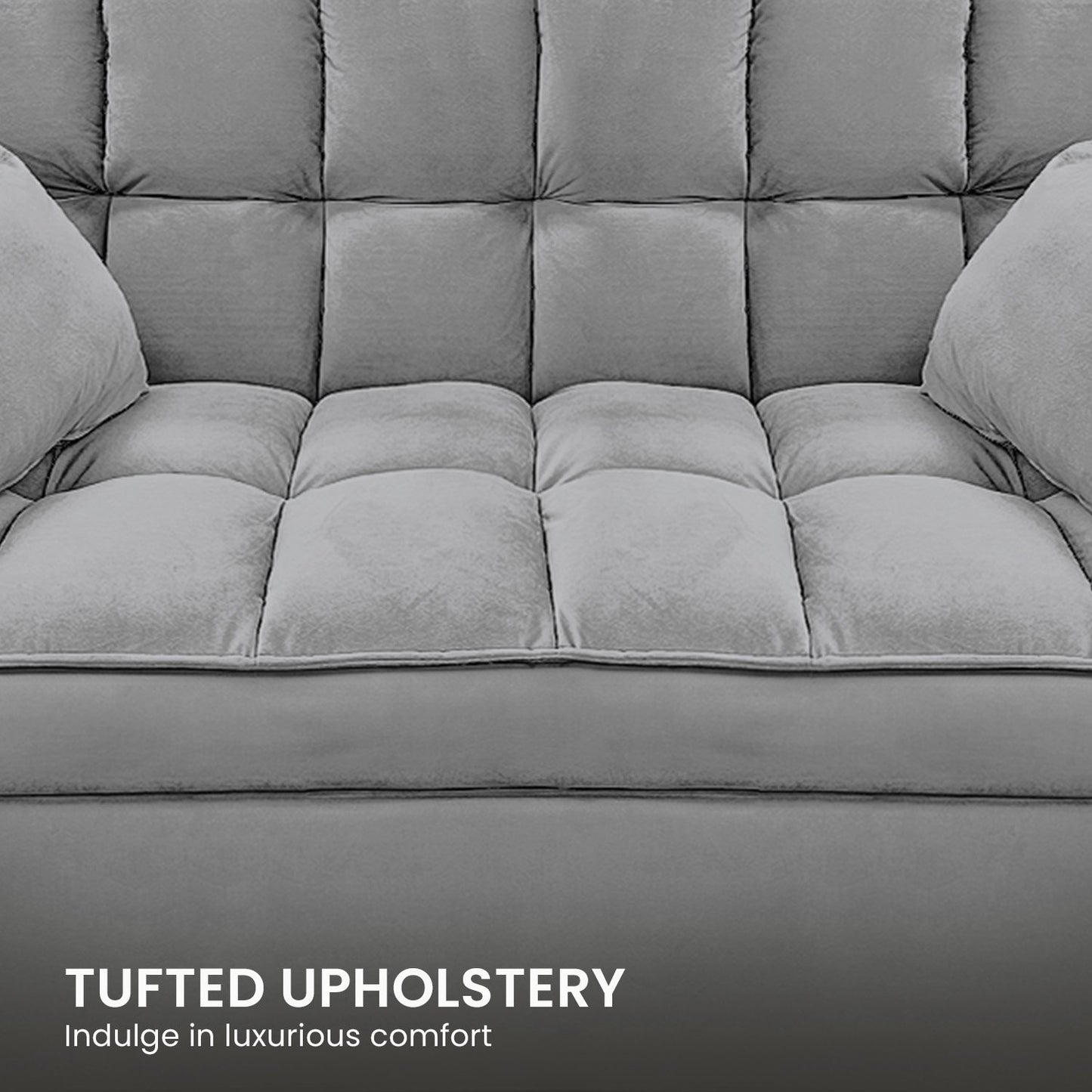 Sarantino Quincy 2-Seater Velvet Sofa Bed in Dark Grey with Wooden Frame and Tufted Design V240-SOFA-7006-VEL-DGY