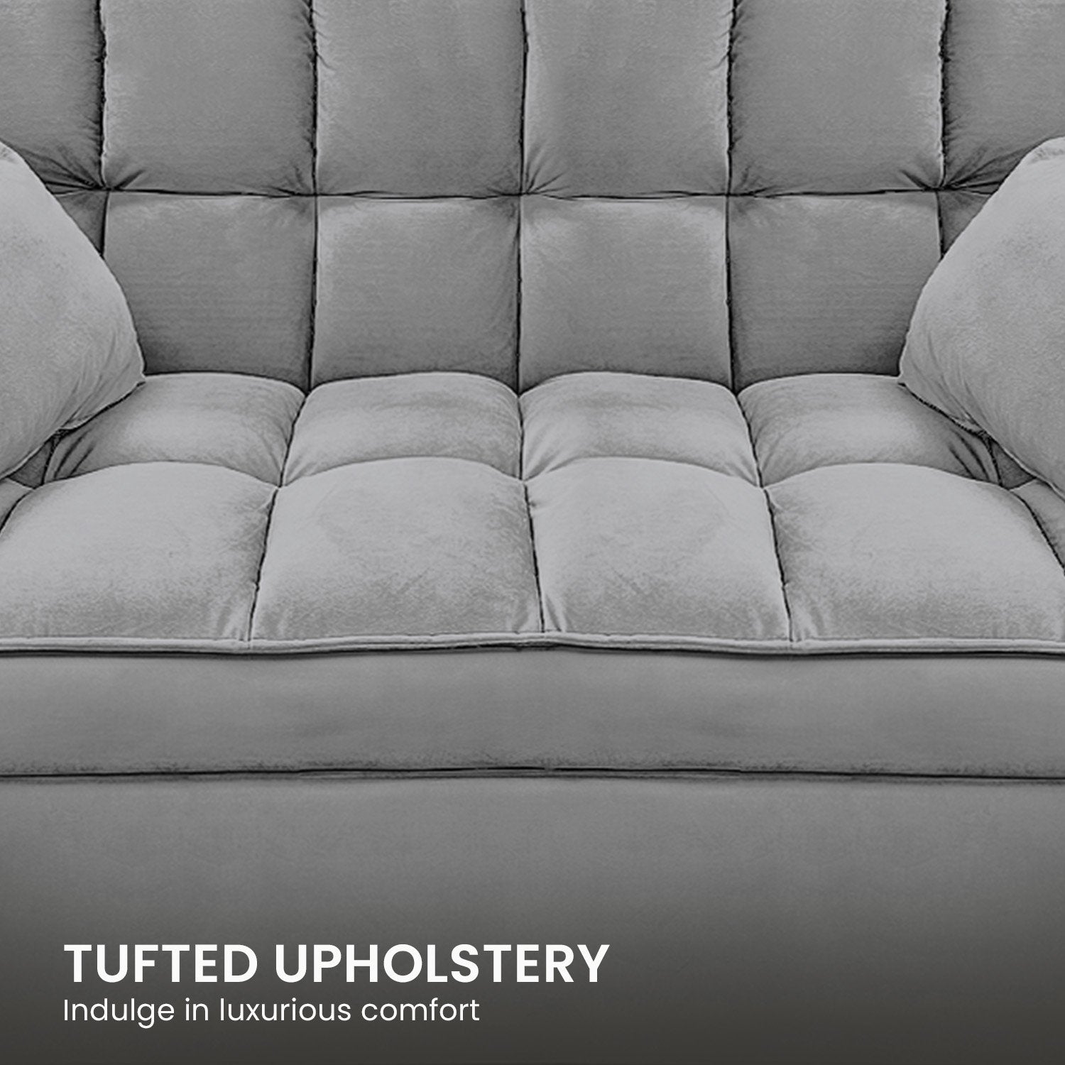 Sarantino Quincy 2-Seater Velvet Sofa Bed in Dark Grey with Wooden Frame and Tufted Design V240-SOFA-7006-VEL-DGY