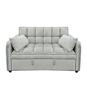 Sarantino Quincy 2-Seater Velvet Sofa Bed in Light Grey with Wooden Frame and Tufted Design V240-SOFA-7006-VEL-LGY