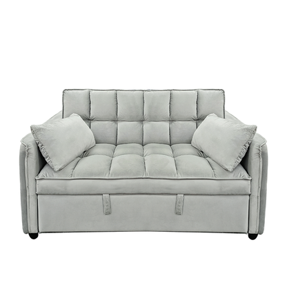 Sarantino Quincy 2-Seater Velvet Sofa Bed in Light Grey with Wooden Frame and Tufted Design V240-SOFA-7006-VEL-LGY