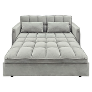 Sarantino Quincy 2-Seater Velvet Sofa Bed in Light Grey with Wooden Frame and Tufted Design V240-SOFA-7006-VEL-LGY