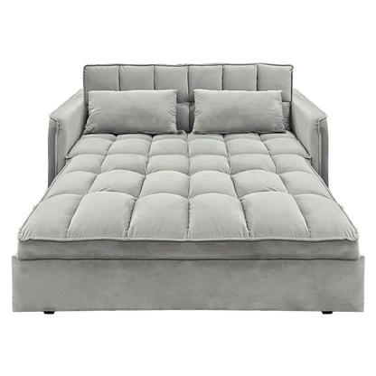 Sarantino Quincy 2-Seater Velvet Sofa Bed in Light Grey with Wooden Frame and Tufted Design V240-SOFA-7006-VEL-LGY