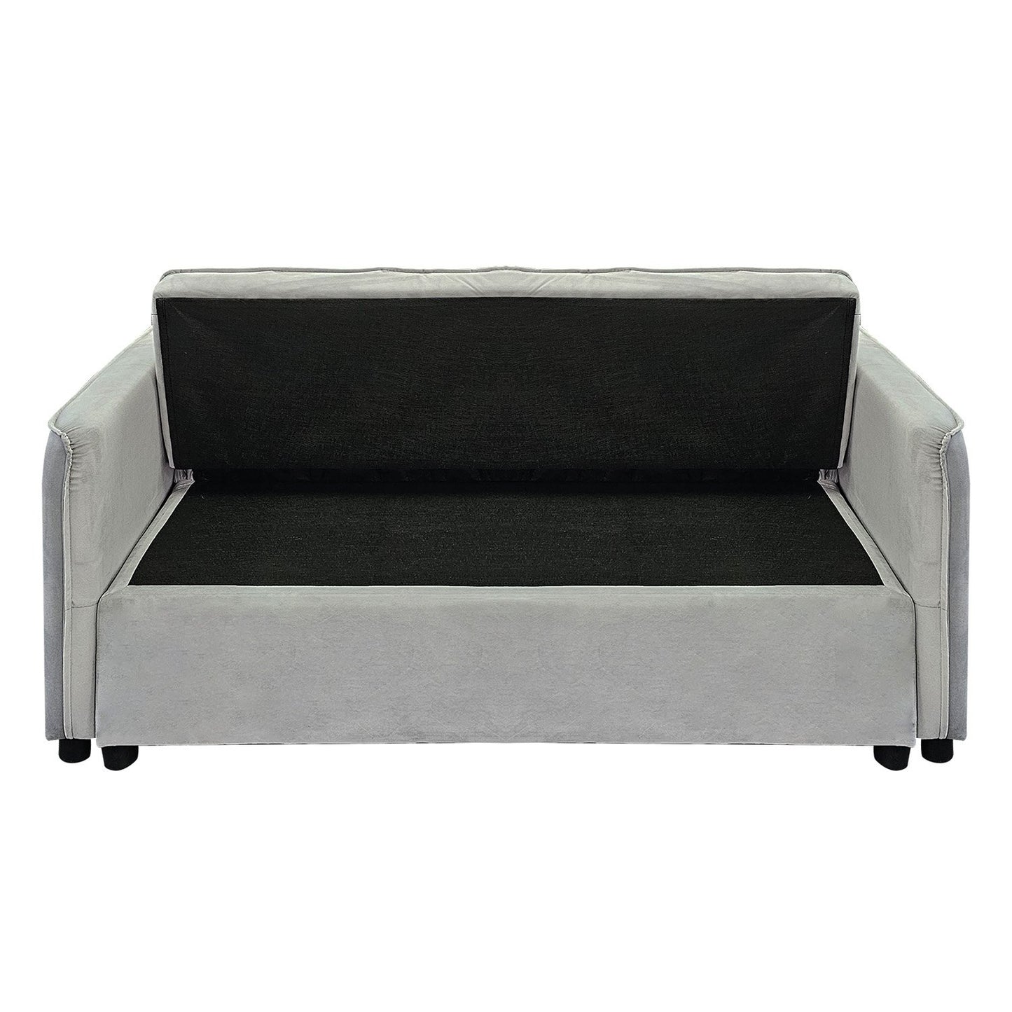 Sarantino Quincy 2-Seater Velvet Sofa Bed in Light Grey with Wooden Frame and Tufted Design V240-SOFA-7006-VEL-LGY