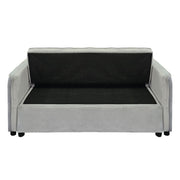 Sarantino Quincy 2-Seater Velvet Sofa Bed in Light Grey with Wooden Frame and Tufted Design V240-SOFA-7006-VEL-LGY