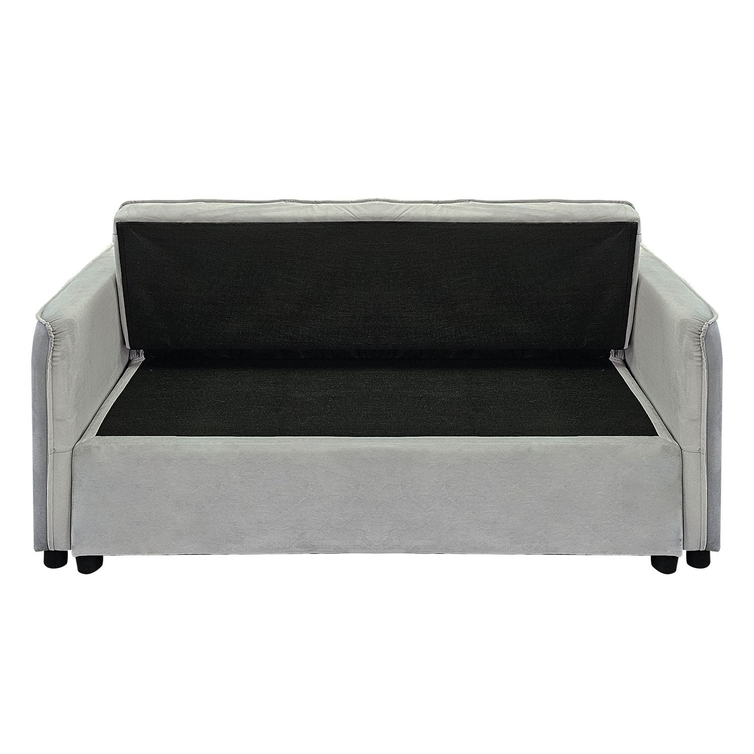 Sarantino Quincy 2-Seater Velvet Sofa Bed in Light Grey with Wooden Frame and Tufted Design V240-SOFA-7006-VEL-LGY