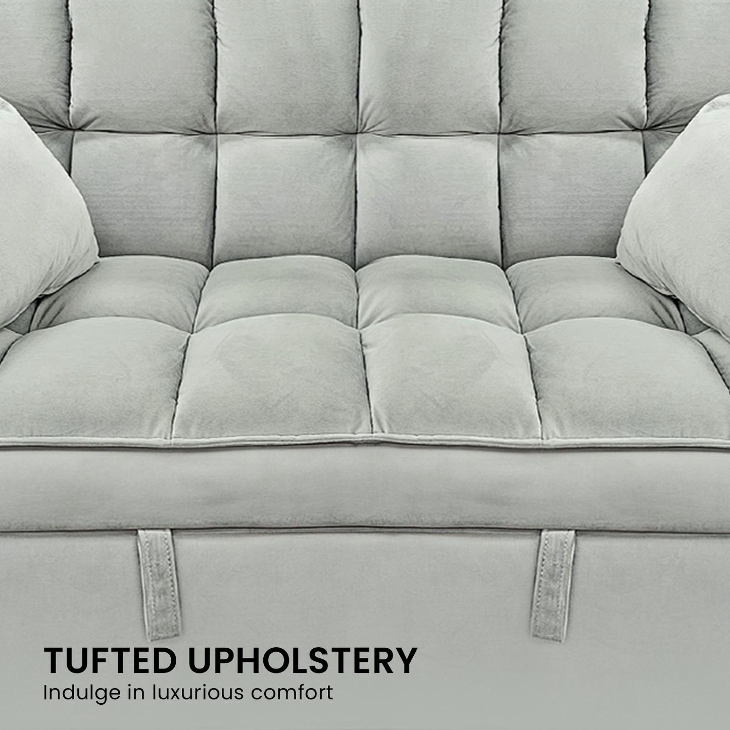 Sarantino Quincy 2-Seater Velvet Sofa Bed in Light Grey with Wooden Frame and Tufted Design V240-SOFA-7006-VEL-LGY