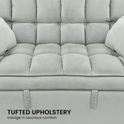 Sarantino Quincy 2-Seater Velvet Sofa Bed in Light Grey with Wooden Frame and Tufted Design V240-SOFA-7006-VEL-LGY
