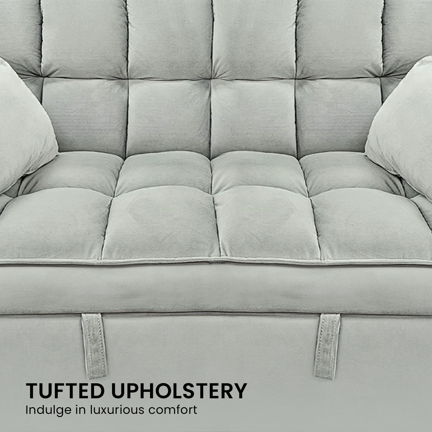 Sarantino Quincy 2-Seater Velvet Sofa Bed in Light Grey with Wooden Frame and Tufted Design V240-SOFA-7006-VEL-LGY
