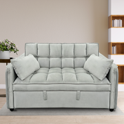 Sarantino Quincy 2-Seater Velvet Sofa Bed in Light Grey with Wooden Frame and Tufted Design V240-SOFA-7006-VEL-LGY