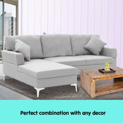 Sarantino Linen Corner Sofa Couch Lounge L-shape W/right Chaise Seat Light Grey V240-SOFA-8253-LNN-GY-R