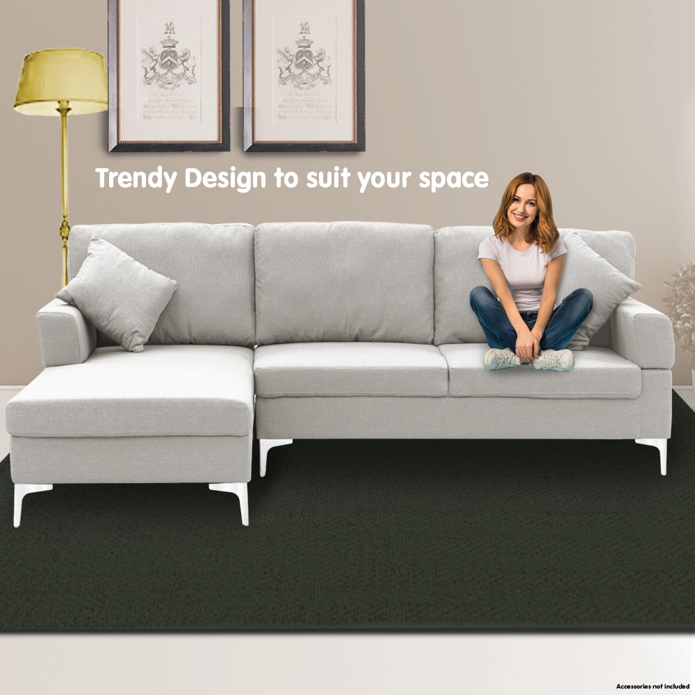 Sarantino Linen Corner Sofa Couch Lounge L-shape W/right Chaise Seat Light Grey V240-SOFA-8253-LNN-GY-R