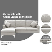 Sarantino Linen Corner Sofa Couch Lounge L-shape W/right Chaise Seat Light Grey V240-SOFA-8253-LNN-GY-R