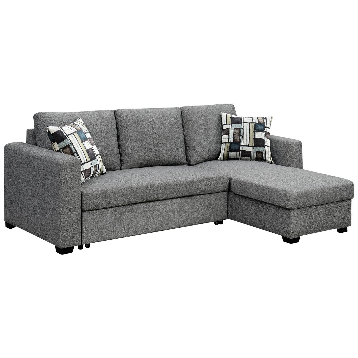 Sarantino Fontana Pullout Sofa Bed with Storage Chaise Lounge - Grey V240-SOFA-M084-LNN-GY