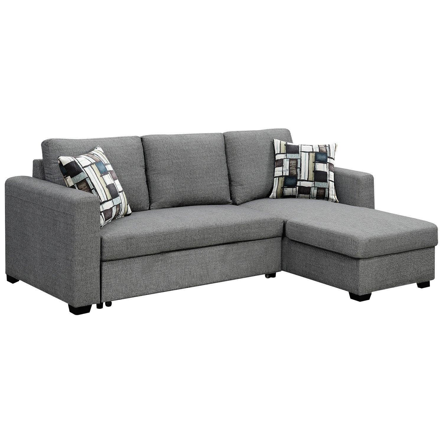 Sarantino Fontana Pullout Sofa Bed with Storage Chaise Lounge - Grey V240-SOFA-M084-LNN-GY