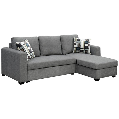 Sarantino Fontana Pullout Sofa Bed with Storage Chaise Lounge - Grey V240-SOFA-M084-LNN-GY