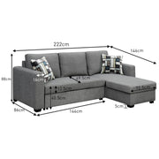 Sarantino Fontana Pullout Sofa Bed with Storage Chaise Lounge - Grey V240-SOFA-M084-LNN-GY