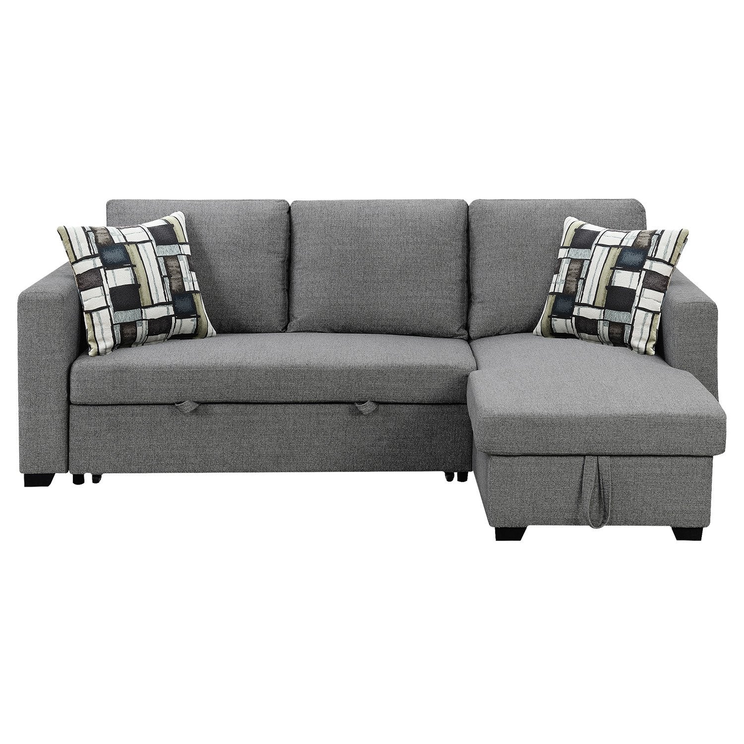 Sarantino Fontana Pullout Sofa Bed with Storage Chaise Lounge - Grey V240-SOFA-M084-LNN-GY