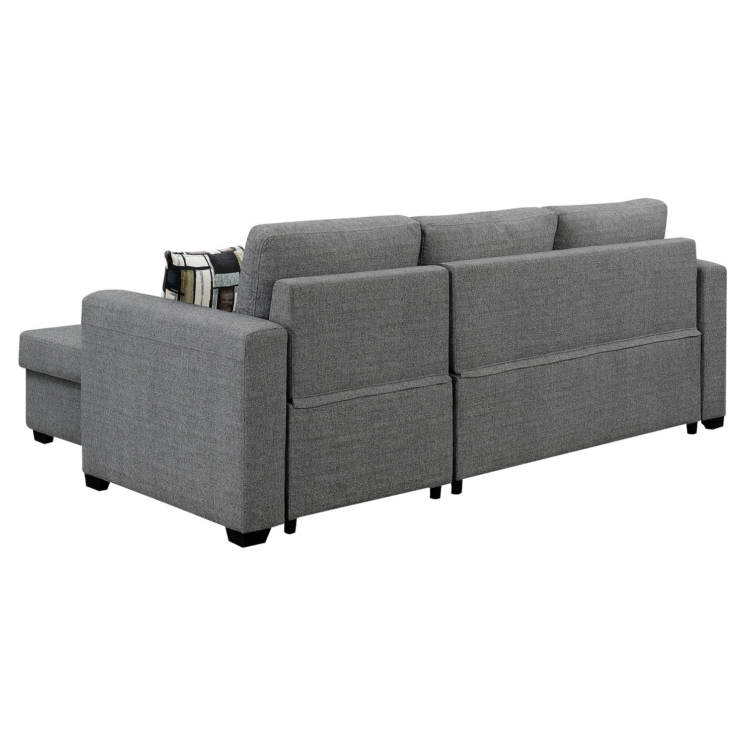 Sarantino Fontana Pullout Sofa Bed with Storage Chaise Lounge - Grey V240-SOFA-M084-LNN-GY