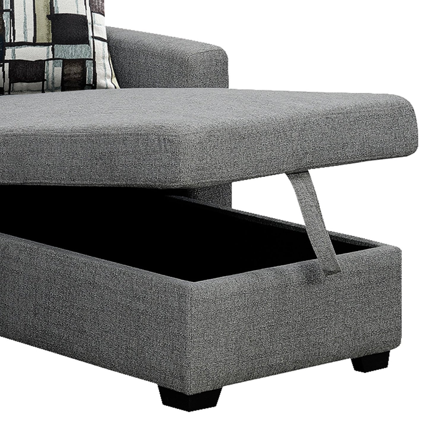Sarantino Fontana Pullout Sofa Bed with Storage Chaise Lounge - Grey V240-SOFA-M084-LNN-GY