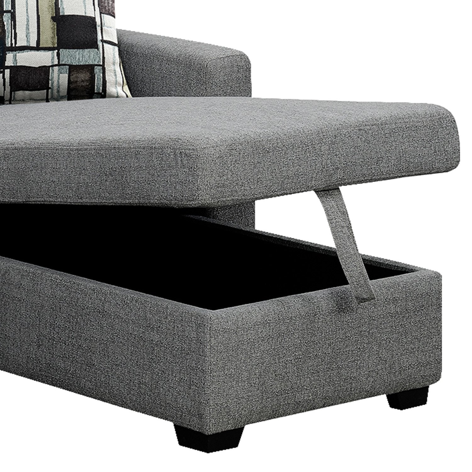 Sarantino Fontana Pullout Sofa Bed with Storage Chaise Lounge - Grey V240-SOFA-M084-LNN-GY