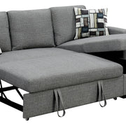Sarantino Fontana Pullout Sofa Bed with Storage Chaise Lounge - Grey V240-SOFA-M084-LNN-GY