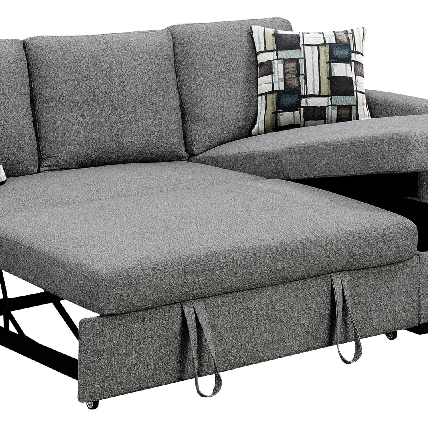 Sarantino Fontana Pullout Sofa Bed with Storage Chaise Lounge - Grey V240-SOFA-M084-LNN-GY
