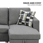 Sarantino Fontana Pullout Sofa Bed with Storage Chaise Lounge - Grey V240-SOFA-M084-LNN-GY